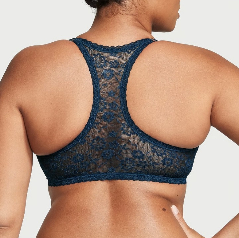Victoria's secret dream angels black racer back lace lined demi bra size 34DDD
